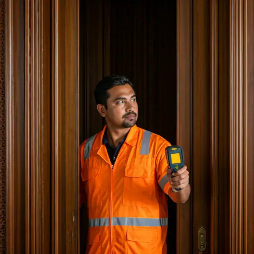 Pest control technician installing bait station